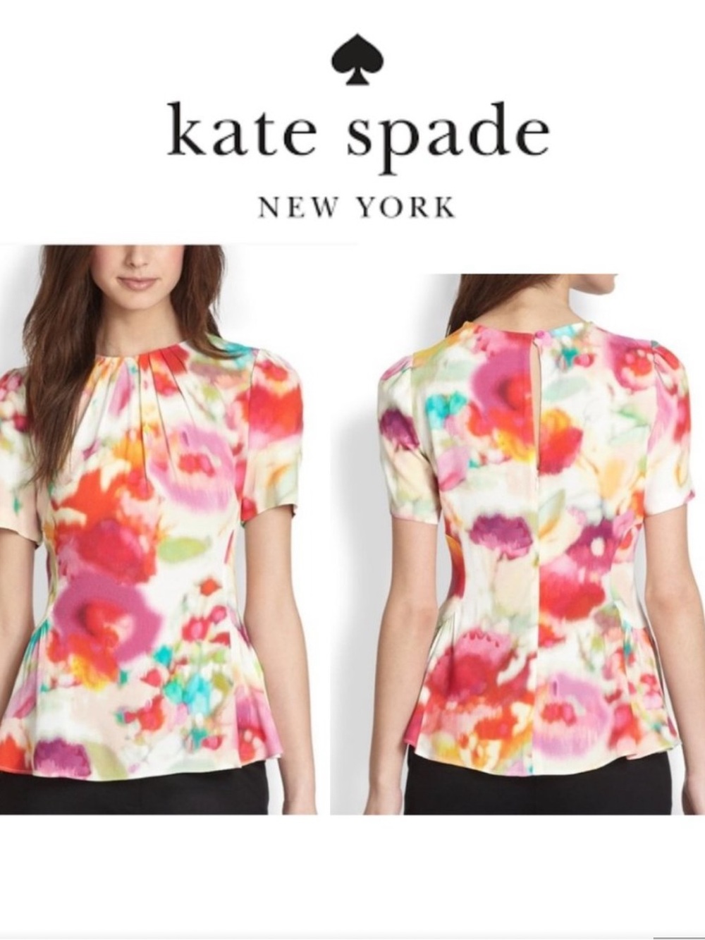 kate spade Multicolor Floral Peplum Top